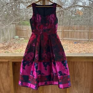 Ivanka Trump Pink and Black Floral Prom Dress